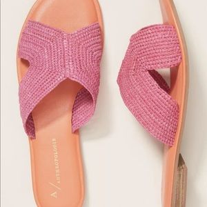 Anthropologie pink color block sandals $78 size 6